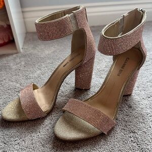 Gianni Bini gemstone sparkle heels rose gold pink gold size 7.5